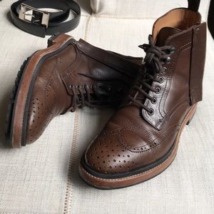 Lanvin Men's Brown Leather Brogue Combat Boot